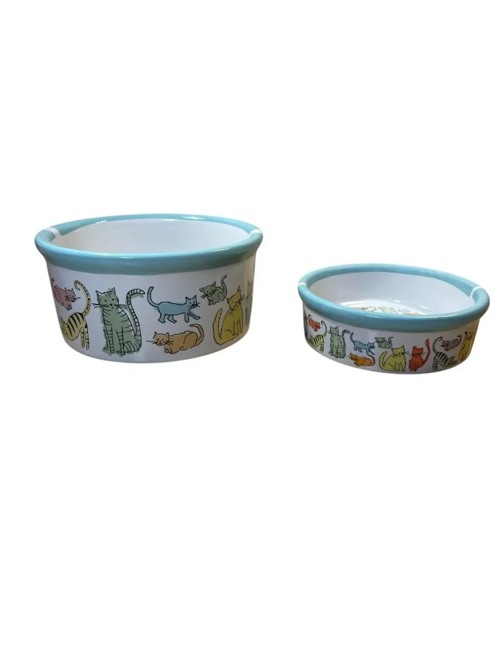 Cat Town Ceramic Feeding Dish Bowl Large Small Size Cute Colorful Whimsical